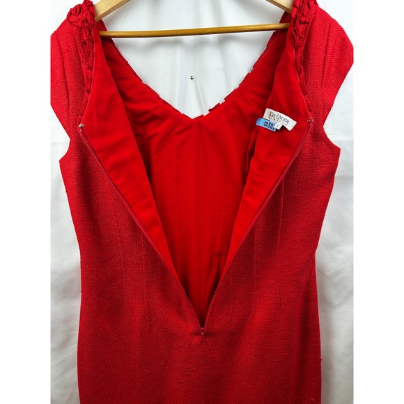 Kay Unger Dress Women 12 Ruffle Neck 100% Silk Sheath Classic Elegance Timeless - Picture 5 of 9